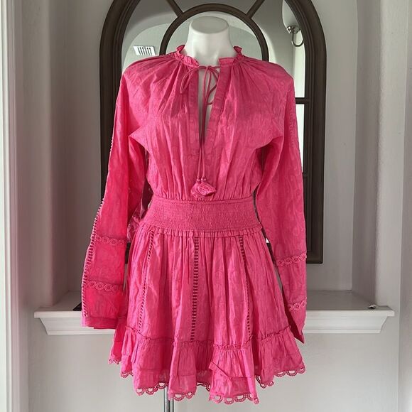 HEMANT & NANDITA Dresses & Skirts - Hemant and Nandita Cotton Ruffled Eyelet Dress, Pink, New, Size XS